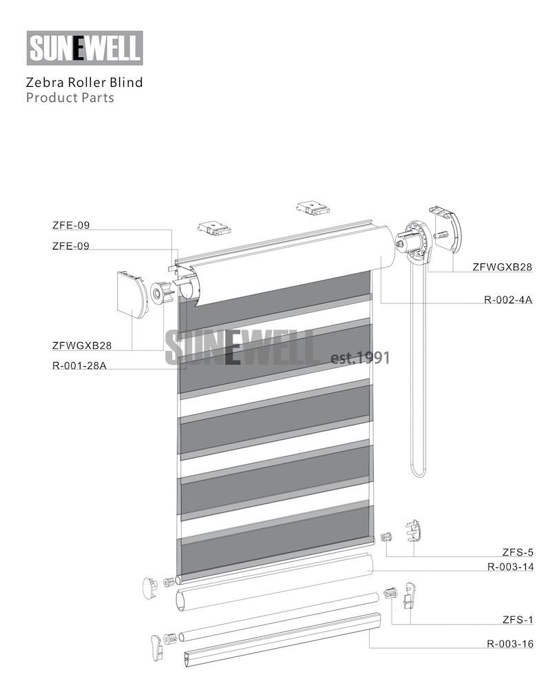 Aluminum Cover For Zebra Blinds Roller Blinds from factory Sunewell Groupeve34.jpeg